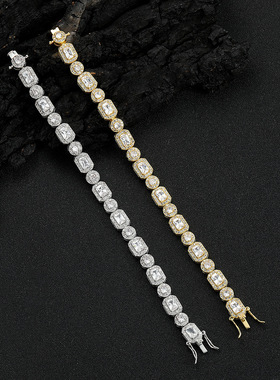 方圆拼接锆石超闪冰糖手链