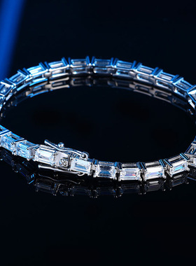 长条钻锆石纯银手链网球链