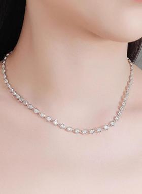 泡泡钻圆包纯银莫桑钻女士项链