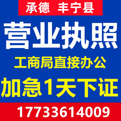 承德丰宁县注册公司注册营业执照代办工商会计公司办理个体户注销