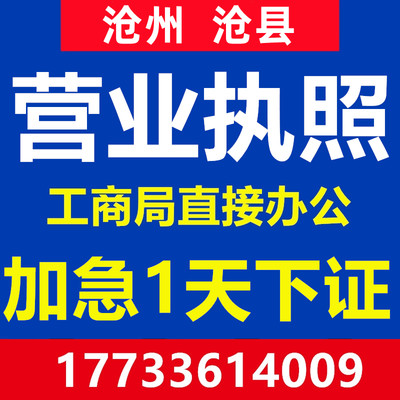 沧州沧县注册公司注册营业执照代办工商会计公司办理个体户注销