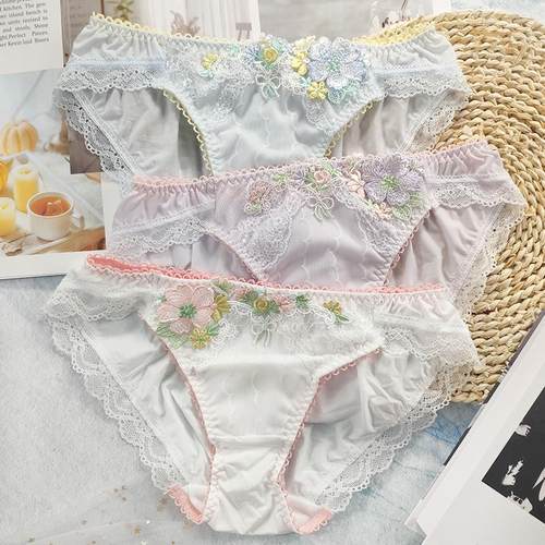 【内裤29秒杀】日本Risa Magli三角裤少女士内裤蕾丝边透气875