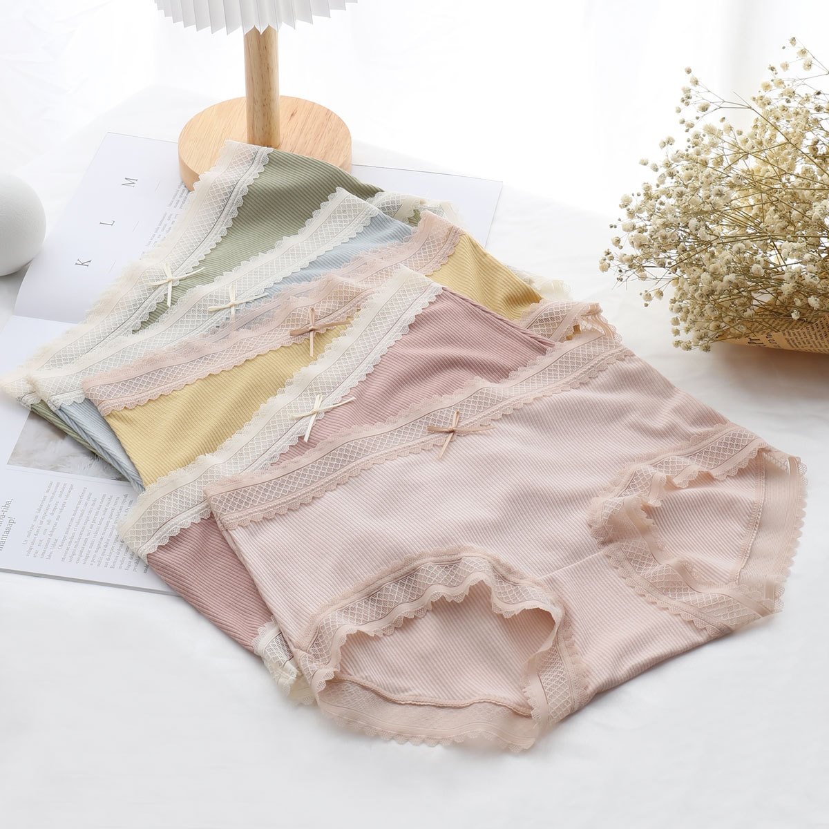 日系莫代尔蕾丝内裤女士大码中腰螺纹高弹轻薄性感提臀女式三角裤,女士内衣/男士内衣/家居服,女三角裤,淘宝优惠券,粉丝福利购,淘宝优惠卷