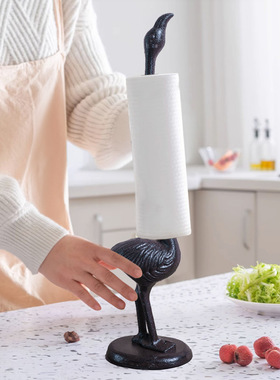 老式座式铸铁火烈鸟纸巾架创意铸铁厨房吸油纸巾架园艺杂货花园