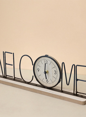 跨境简约铁艺钟表摆件摆放式台式桌面立式座钟卧室家用客厅时钟