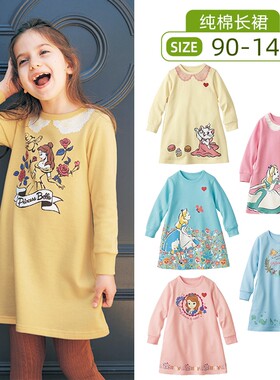 瑕疵品出口日本千趣家纯棉女童装卫衣连身春秋长袖公主A字连衣裙