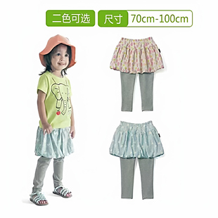 日单童装纯棉春秋女童假两件打底裙裤灯笼裤套裤长裤80-100码-4