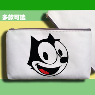 菲利克斯猫黑猫学生手拿帆布笔袋手机包收纳袋子