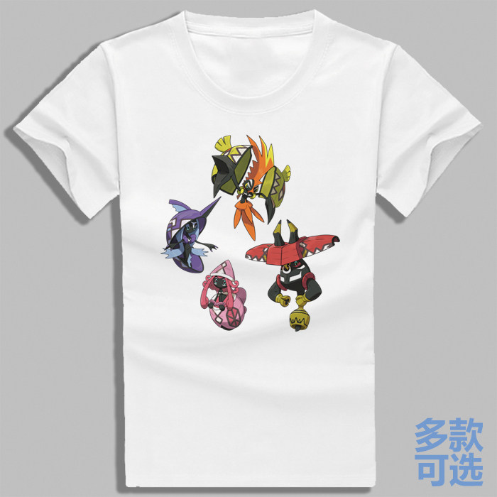 精灵宝可梦卡璞蝶蝶鸣鸣哞哞鳍鳍‎圆领全纯棉短袖t恤衫半袖上衣图片