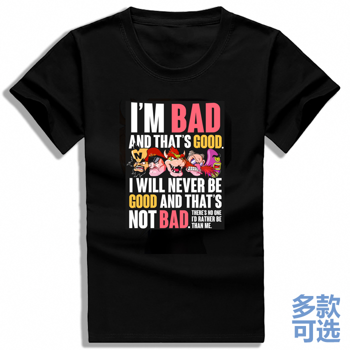 无敌破坏王反派boss游戏男女圆领宽松全纯棉短袖t恤衫半袖衣服