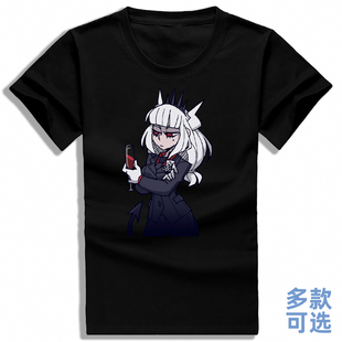Helltaker恶魔地狱把妹王男女圆领打底直筒宽松上衣服纯棉短袖T恤