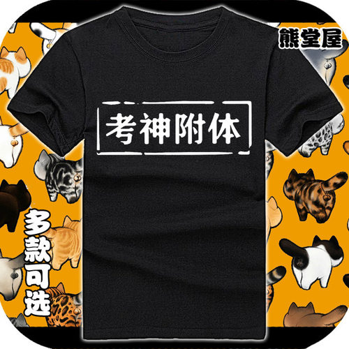考神附体超常发挥中考高考必胜逢考就过学霸全棉短袖t恤衫半袖