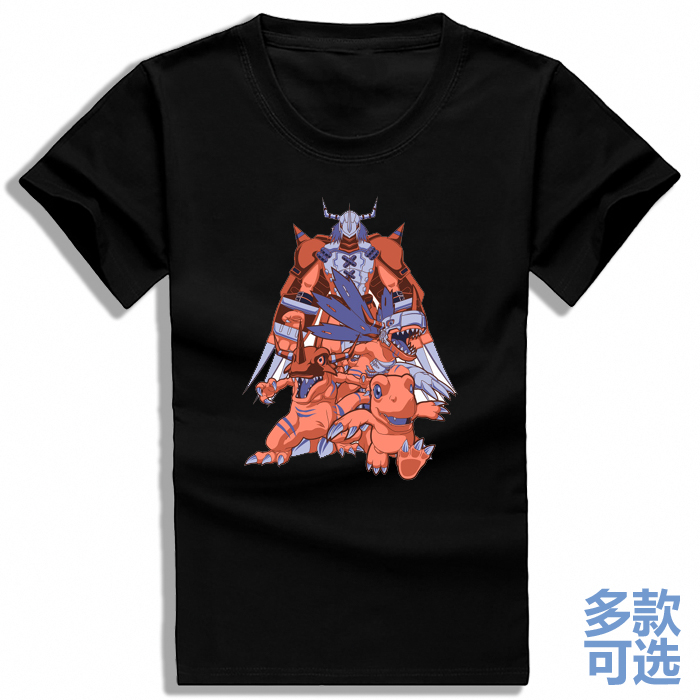 纯棉短袖t恤衫衣服数码宝贝亚古兽机械战斗暴龙兽钢铁加鲁鲁兽