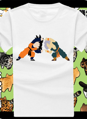 纯棉t恤印花短袖男女衣服七龙珠特兰克斯孙悟天合体悟天克斯