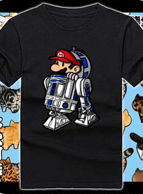 纯棉t恤韩版学生短袖男女衣服星球大战r2d2机器人超级玛丽马里奥