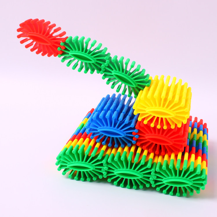 大颗粒椭圆形花轮积木儿童塑料拼插齿形玩具幼儿园男女孩益智拼装