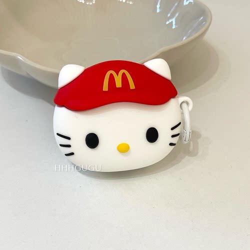 HHHgugu 趣味可爱麦当劳kt猫适用于AirPods3保护套AirPods第三代苹果airpods1/2代pro无线蓝牙耳机套保护壳