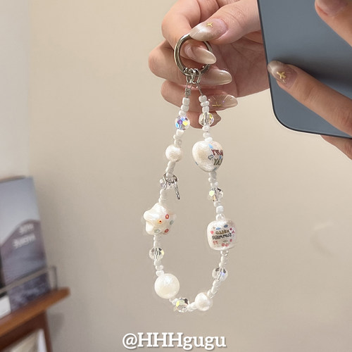 HHHgugu手机链条学生简约字母爱心花朵ccd短挂绳包包手机链钥匙扣