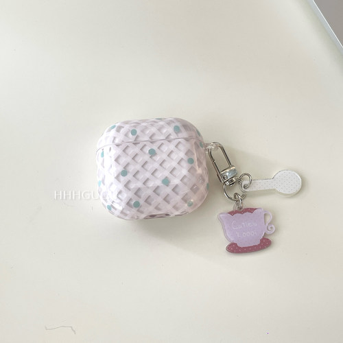 HHHgugu 唯美波点格纹咖啡杯适用于AirPods3保护套AirPods第三代苹果airpods1/2代pro无线蓝牙耳机套保护壳