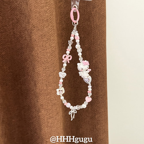 HHHgugu手机链条学生ins可爱卡通爱心KTccd短挂绳包包手机链饰品