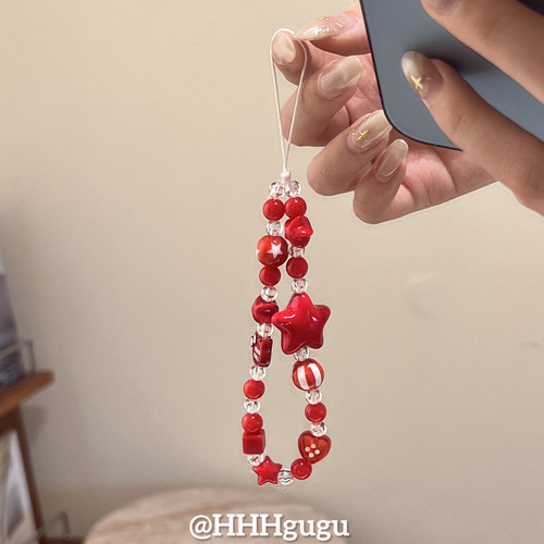 HHHgugu手机链条学生韩系ins红星星ccd短挂绳包包手机链钥匙扣