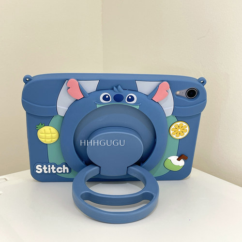 HHHgugu ins韩系可爱菠萝史迪仔适用ipad保护壳pro2021旋转air5卡通平板套9.7寸mini6苹果第10代