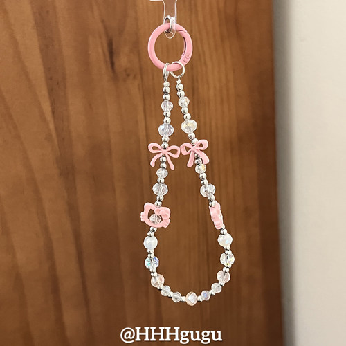 HHHgugu手机链条学生ins可爱粉蝴蝶结ktccd短挂绳包包手机链钥匙