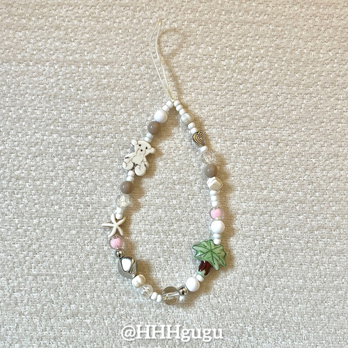 HHHgugu手机链条可爱小熊串珠短挂绳挂链手机链钥匙扣饰品ccd挂绳