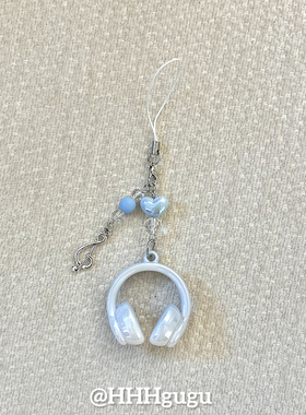 HHHgugu手机链条ins镭射蓝色耳机ccd短挂绳挂链手机链钥匙扣饰品