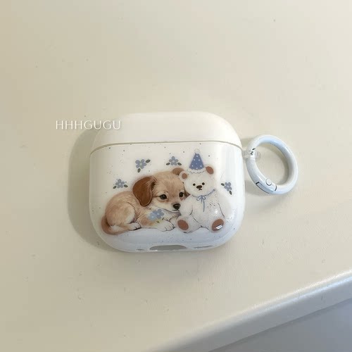 HHHgugu ins可爱卡通狗狗小熊适用于AirPods3保护套AirPods第三代苹果airpods1/2代pro无线蓝牙耳机套保护壳