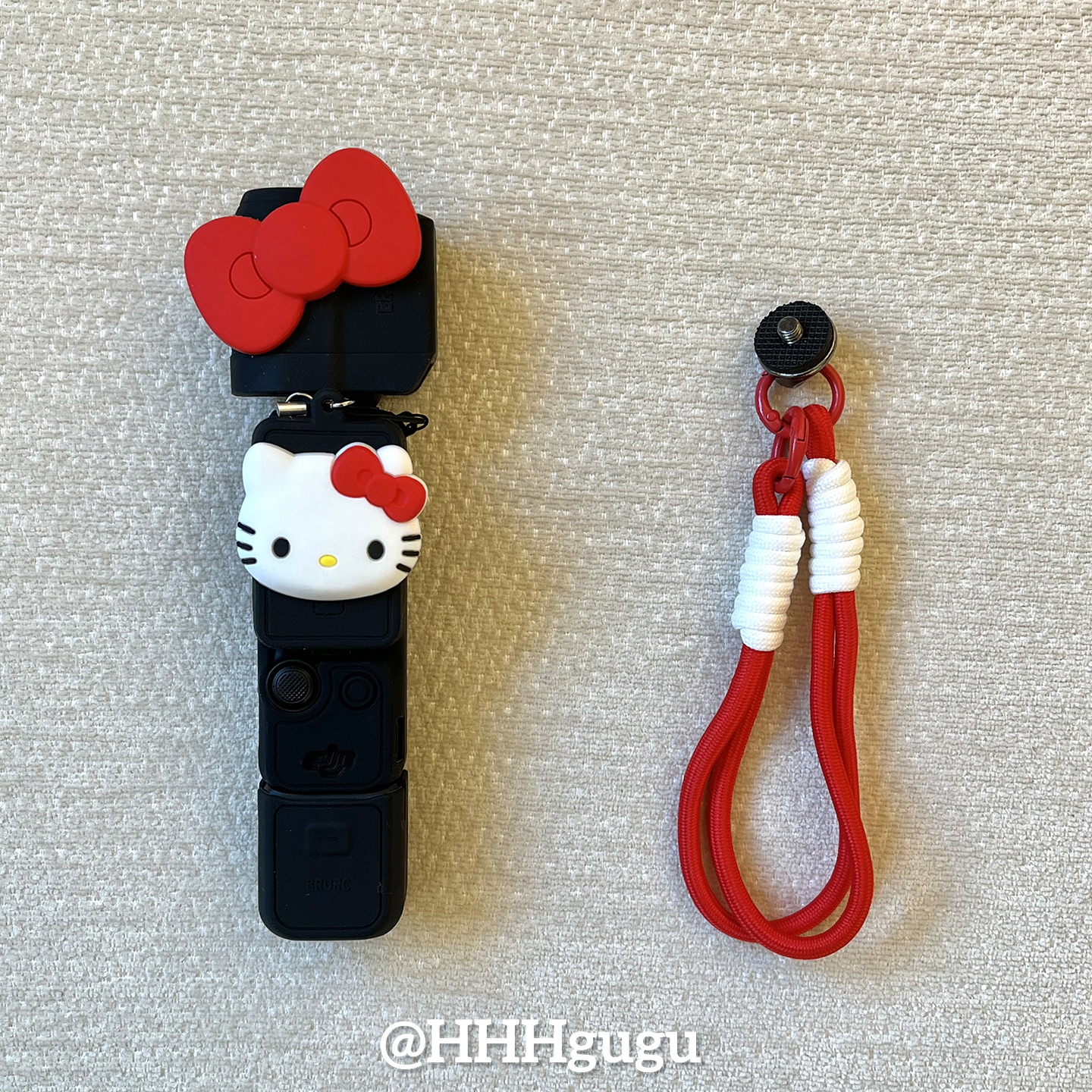 HHHgugu  ins可爱白色KT猫大疆保护套ccd短挂绳包包手机链钥匙扣