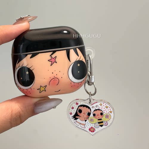 HHHgugu 可爱卡通星星女孩适用于AirPods3保护套带挂坠AirPods第三代苹果airpods1/2代pro无线蓝牙耳机保护壳