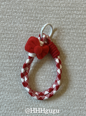 HHHgugu手机链条学生简约红蝴蝶结ccd短挂绳包包手机链钥匙扣饰品