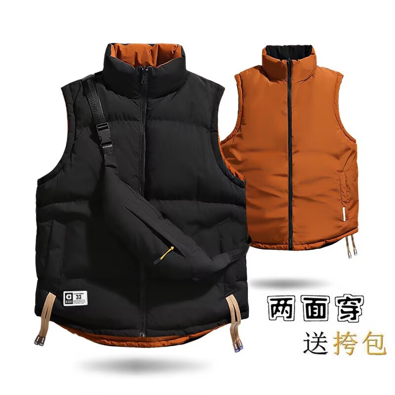 秋冬棉马甲男女慵懒新款挎包外套