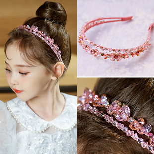 新款 仙气双排发箍花童公主配饰女童生日发饰头箍发卡 儿童韩国时尚