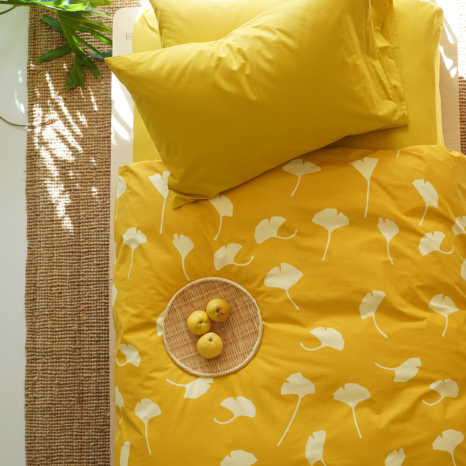 CastleGarden竹节全棉床单被套床笠自然素材床品四件套 闲庭杏落