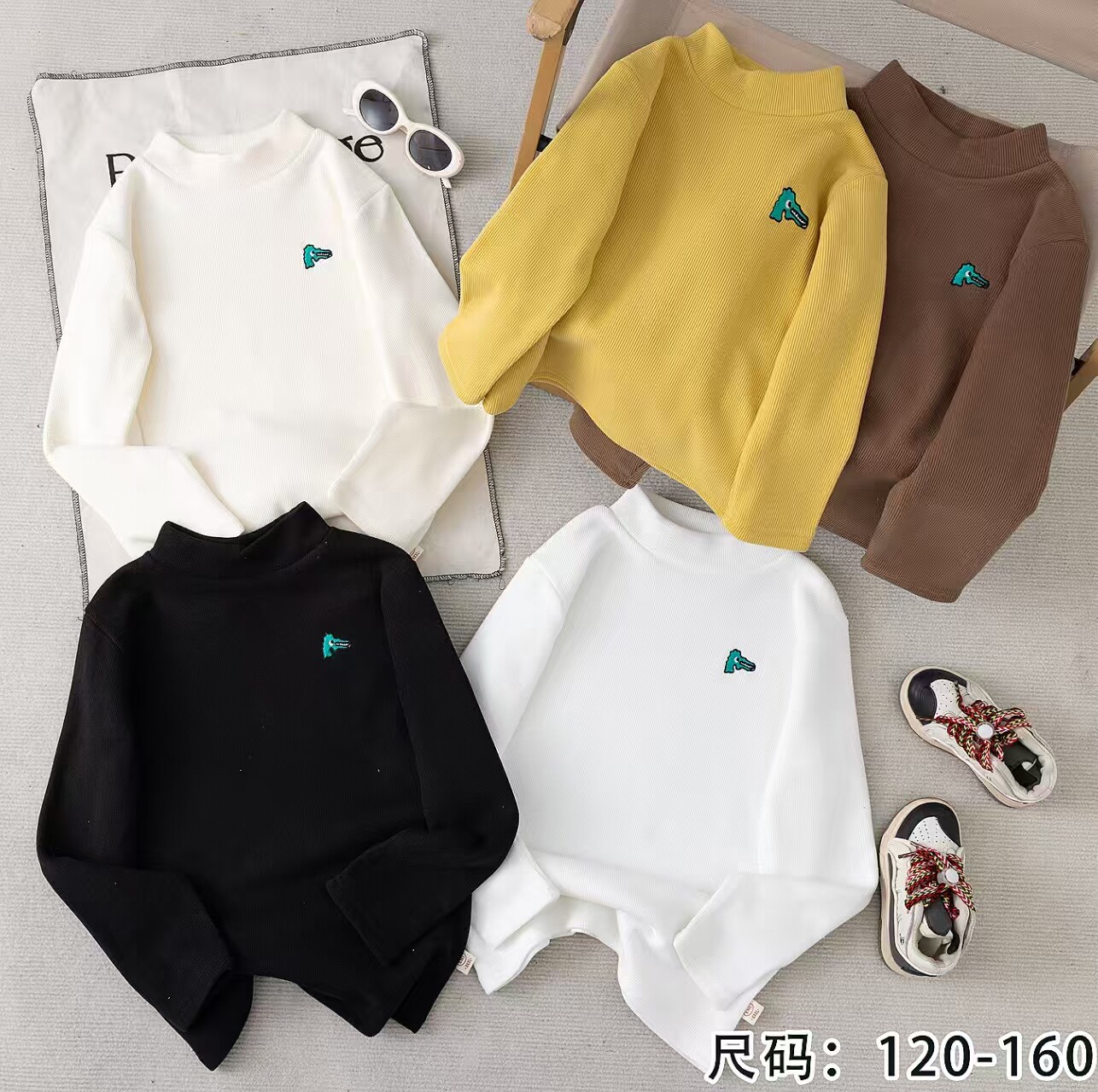 儿童半中领打底衫摇粒绒女童上衣加厚冬新款男童宝宝长袖加绒卫衣