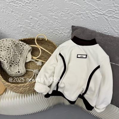 男女童加绒打底衫2025秋冬款儿童安可拉红中式内搭卫衣