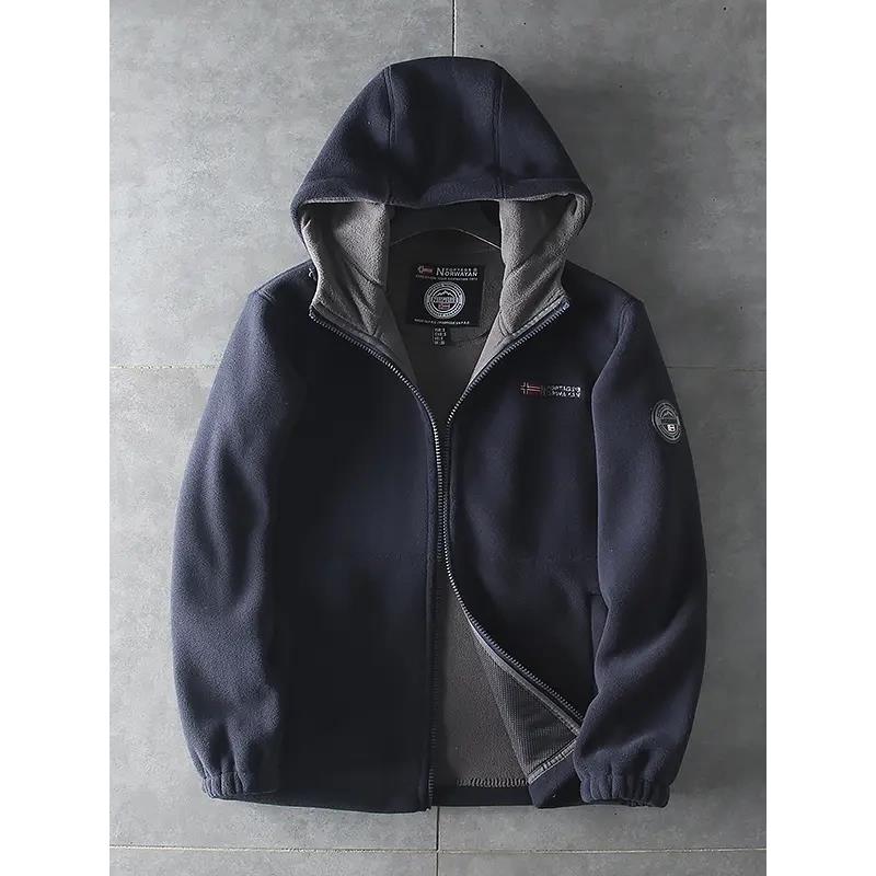 小蒋精选服饰挪威男女连帽加绒加厚摇粒绒外套AB面撞色保暖防a73