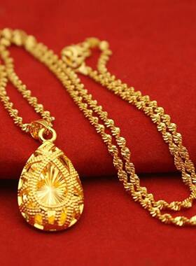 鑫柠针织爱心玫瑰镂空水滴锁骨链简约链四叶桃心水滴吊坠饰品a8