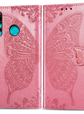 适用于荣耀10i荣耀20i荣耀20lite麦芒8畅享9S华为P Samrt+2019翻盖浮雕Plus保护套花之蝶压花手机壳蝴蝶皮套