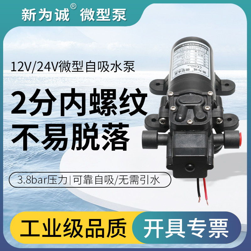 直销微型电动隔膜泵 游乐场射水抽水泵工程塑料24v12v直流自吸泵