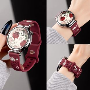 适用小米8 9pro手表带硅胶运动彩色玫瑰花红米watch456腕带vivogt