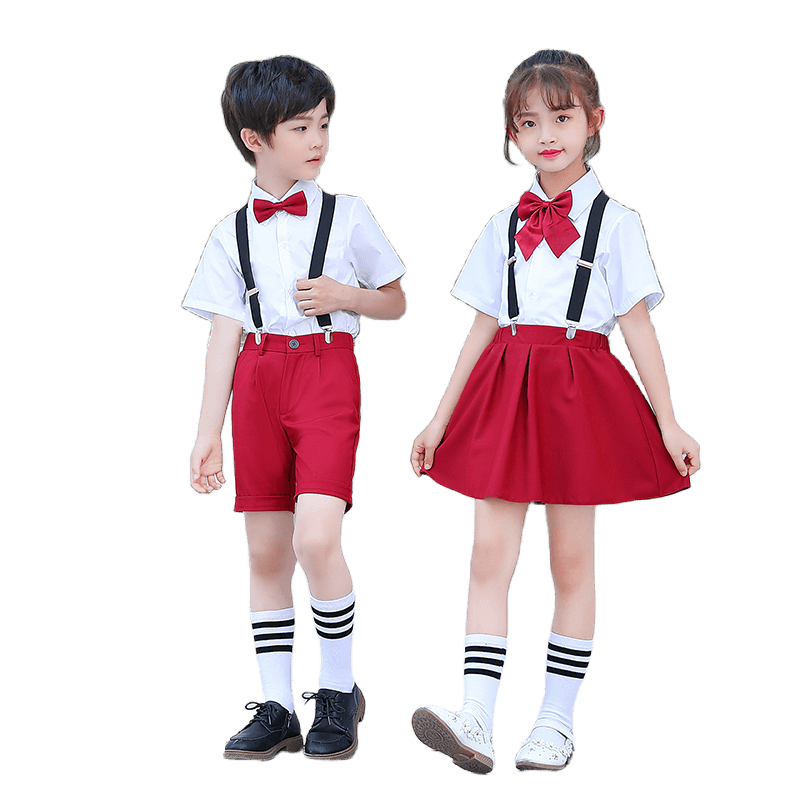 六一儿童合唱演出服男女童中小学生大团朗诵毕业照背带裤表演服装