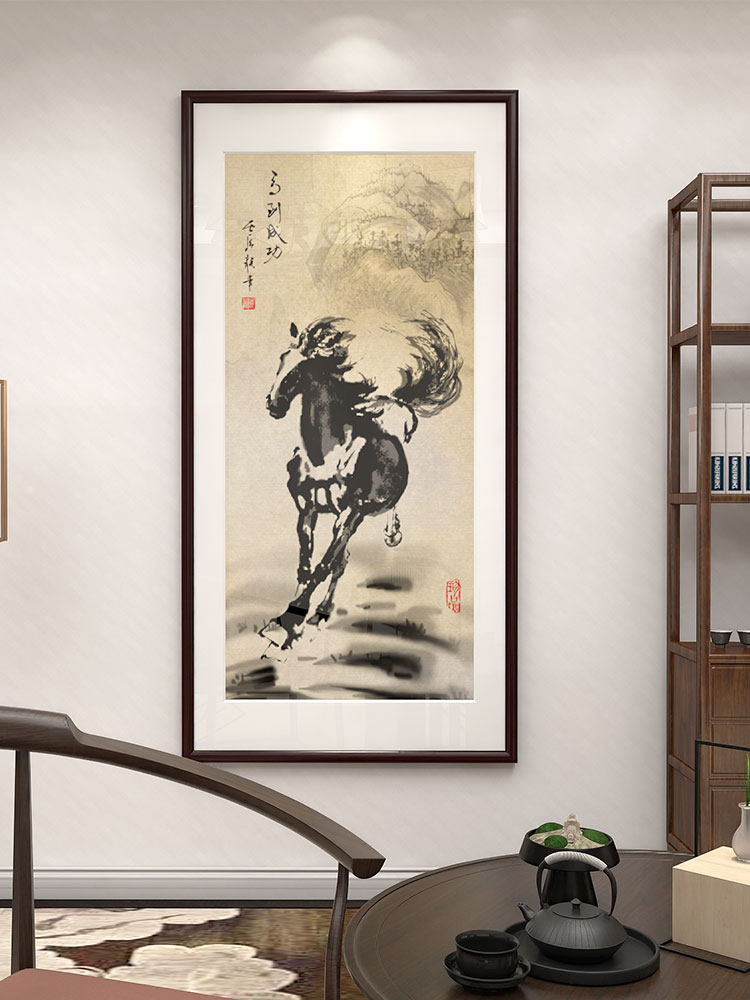 徐悲鸿马画像挂画八骏图装饰画马到成功办公室奔马玄关客厅装饰画