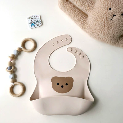 Детский водонепроницаемый портативный нагрудник для еды для новорожденных, с медвежатами, с карманом, анти-грязь