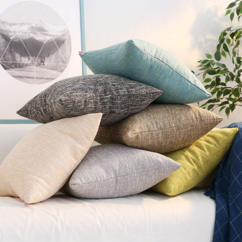 亚麻纯色抱枕靠垫客厅沙发靠枕简约靠背大腰枕定制床头抱枕套含芯