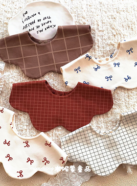 ins风韩系婴儿纯棉口水巾双面花瓣新生儿围嘴宝宝防吐奶围兜饭兜