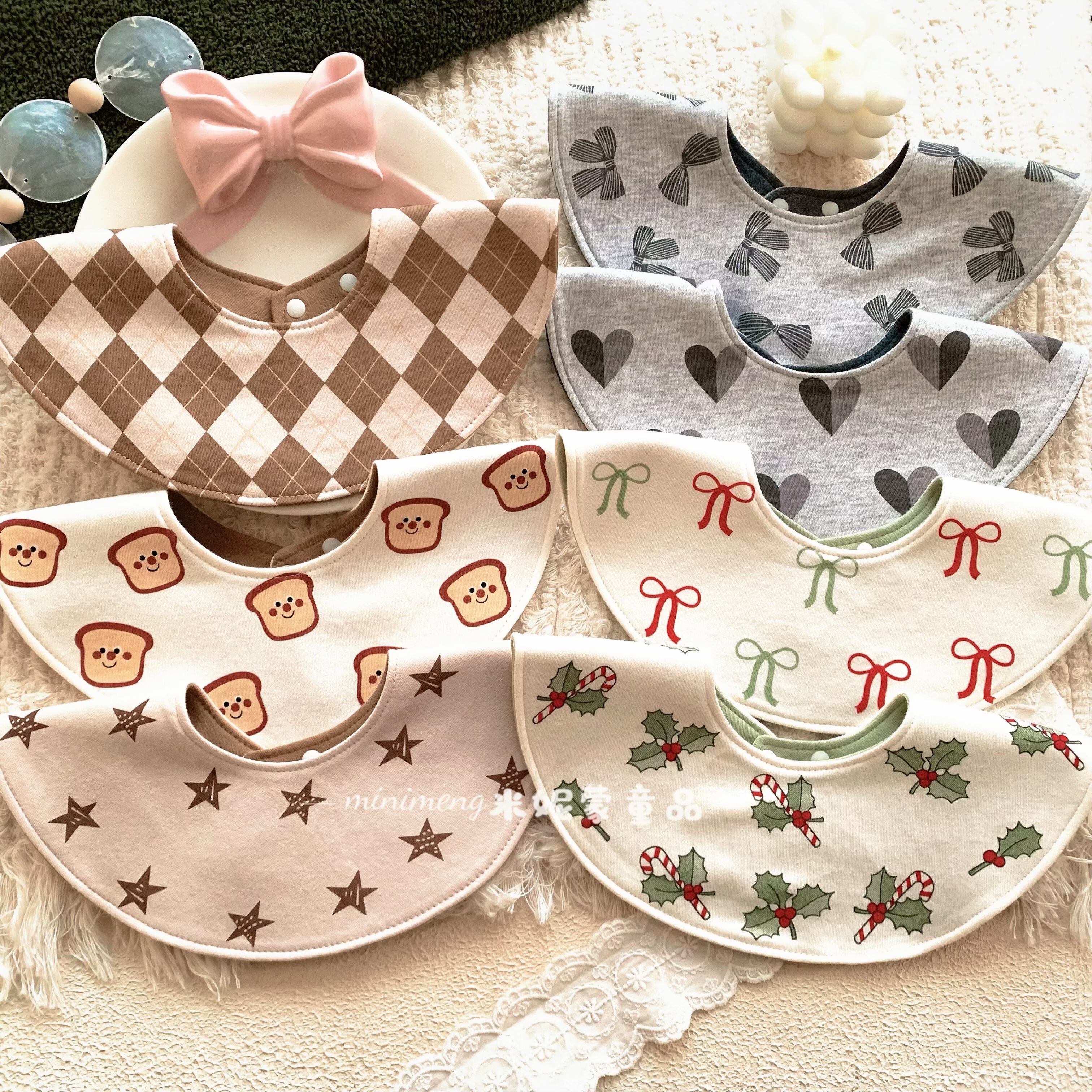 韩版纯棉防水防吐奶婴儿围嘴