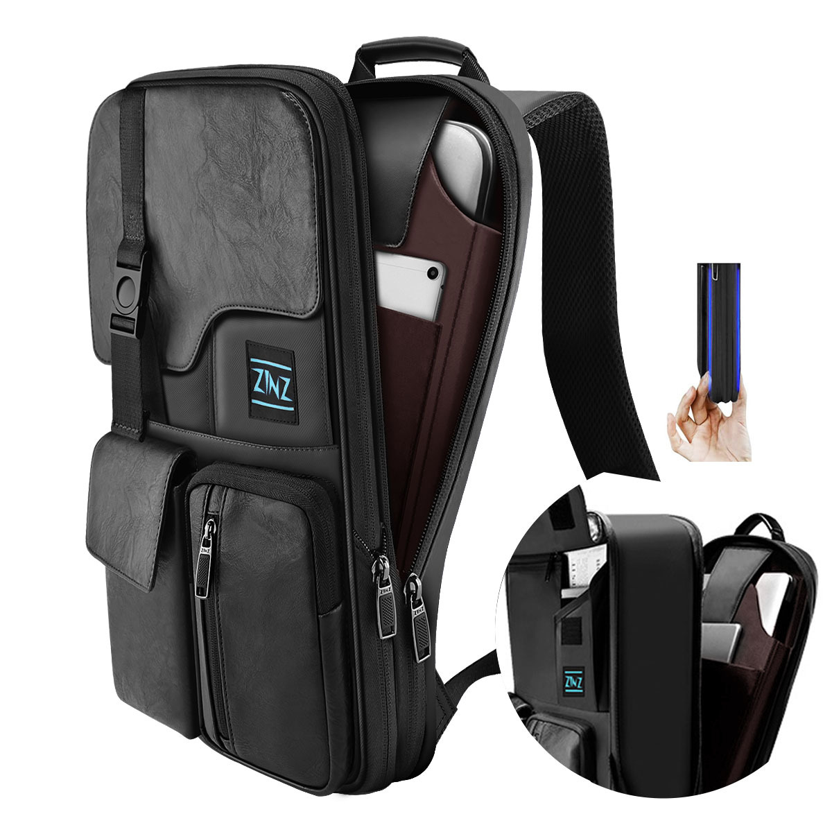 电脑双肩包15-16寸男士高级感商务电脑包大容量旅行背包学生书包